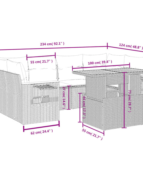 Încărcați imaginea în vizualizatorul Galerie, Set canapele de grădină, 7 piese, cu perne, bej, poliratan
