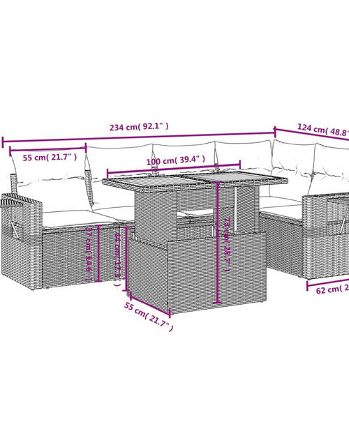 Загрузите изображение в средство просмотра галереи, Set canapele de grădină cu perne, 6 piese, bej, poliratan
