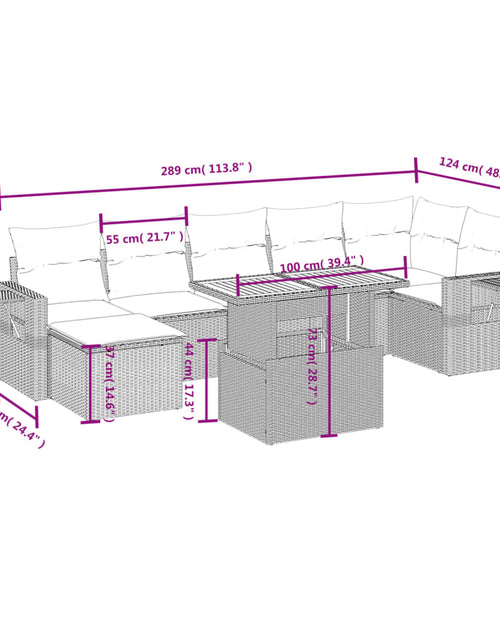 Încărcați imaginea în vizualizatorul Galerie, Set canapele de grădină, 8 piese, cu perne, bej, poliratan

