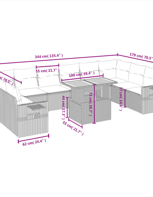 Загрузите изображение в средство просмотра галереи, Set canapele de grădină cu perne, 11 piese, bej, poliratan
