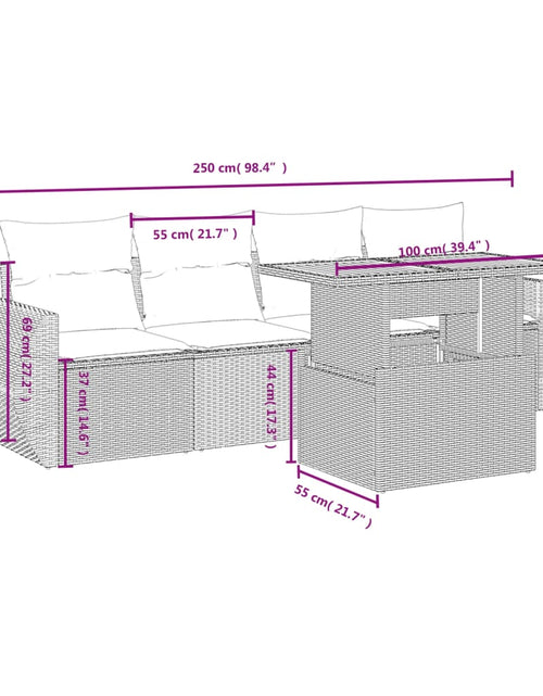 Încărcați imaginea în vizualizatorul Galerie, Set canapele de grădină cu perne, 5 piese, bej, poliratan
