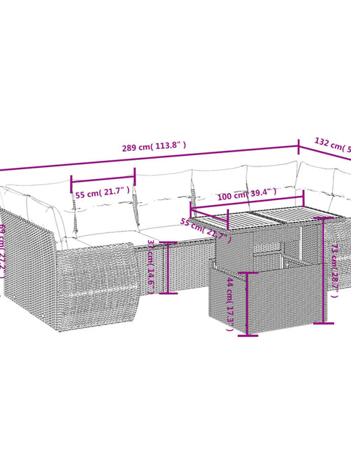Încărcați imaginea în vizualizatorul Galerie, Set canapele de grădină, 8 piese, cu perne, bej, poliratan
