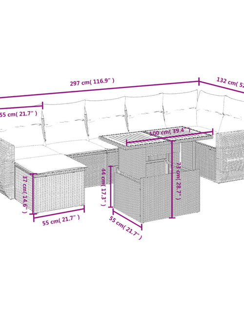 Încărcați imaginea în vizualizatorul Galerie, Set canapele de grădină, 8 piese, cu perne, bej, poliratan
