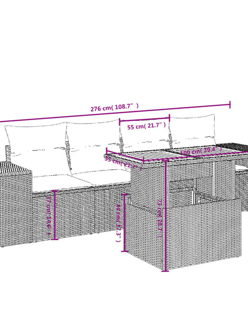 Загрузите изображение в средство просмотра галереи, Set mobilier de grădină cu perne, 5 piese, negru, poliratan
