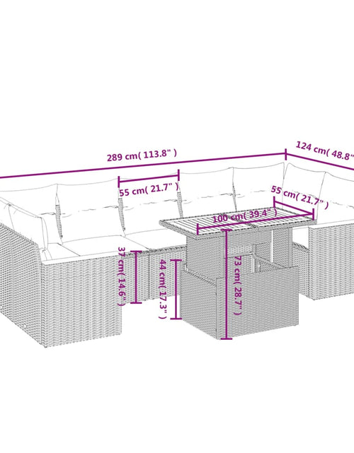 Încărcați imaginea în vizualizatorul Galerie, Set canapele de grădină, 8 piese, cu perne, bej, poliratan
