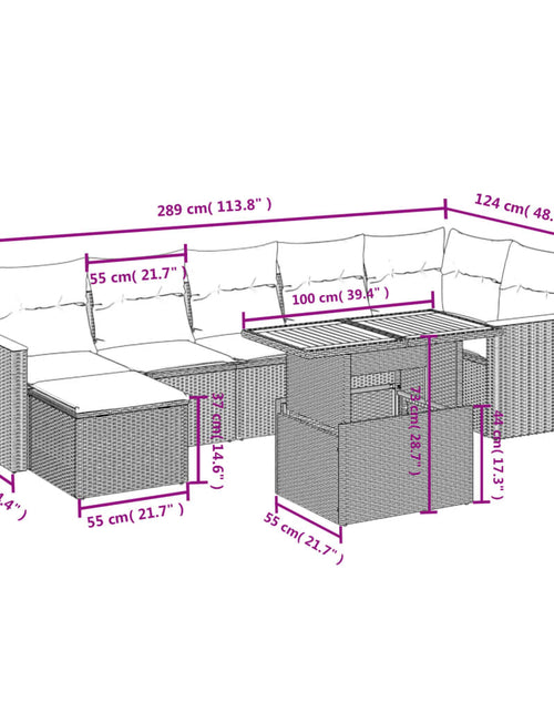 Încărcați imaginea în vizualizatorul Galerie, Set canapele de grădină, 8 piese, cu perne, bej, poliratan

