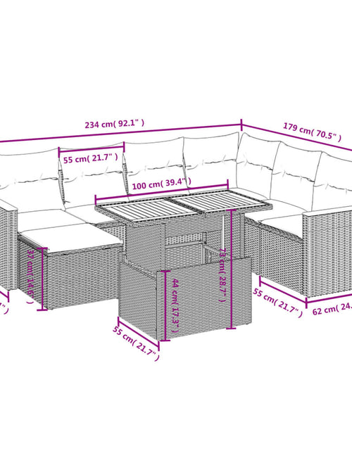 Încărcați imaginea în vizualizatorul Galerie, Set canapele de grădină, 8 piese, cu perne, bej, poliratan
