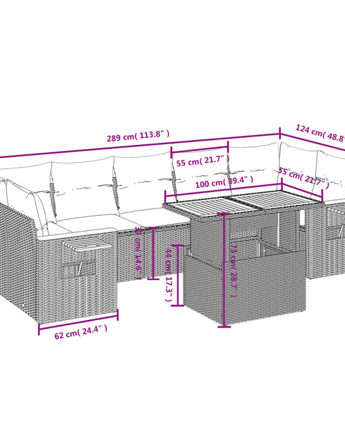 Încărcați imaginea în vizualizatorul Galerie, Set canapele de grădină, 8 piese, cu perne, bej, poliratan
