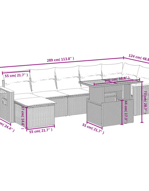 Încărcați imaginea în vizualizatorul Galerie, Set canapele de grădină, 8 piese, cu perne, bej, poliratan

