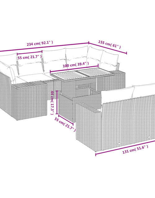 Încărcați imaginea în vizualizatorul Galerie, Set canapele de grădină cu perne, 11 piese, bej, poliratan
