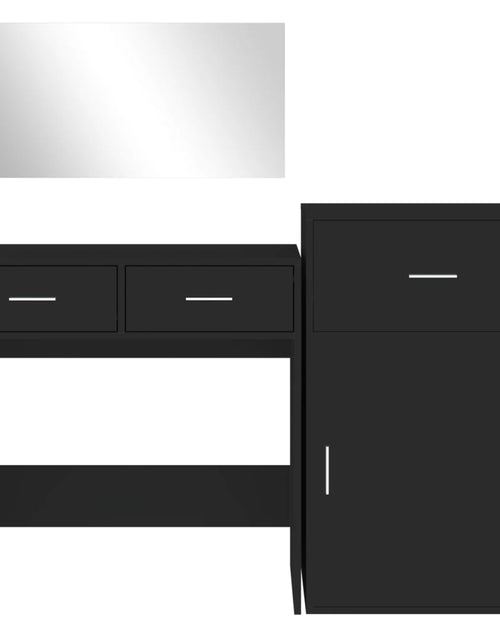 Загрузите изображение в средство просмотра галереи, Set de măsuță de toaletă, 3 piese, negru, lemn prelucrat
