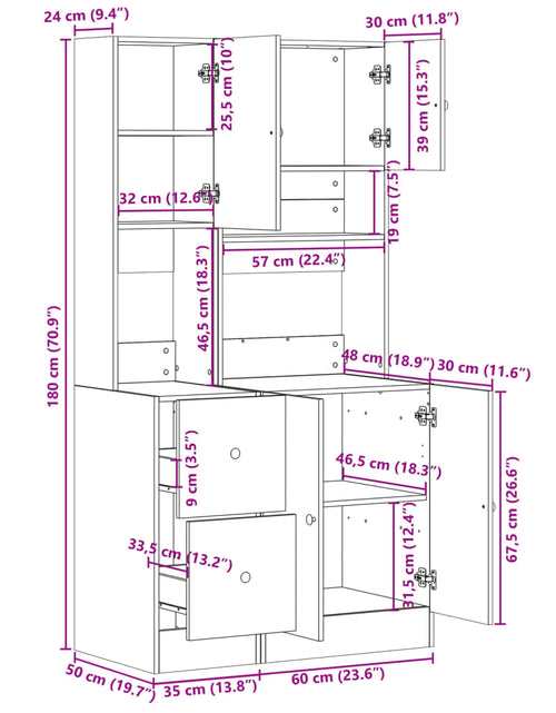 Загрузите изображение в средство просмотра галереи, Dulap de bucătărie, stejar maro, 95x50x180 cm, lemn prelucrat
