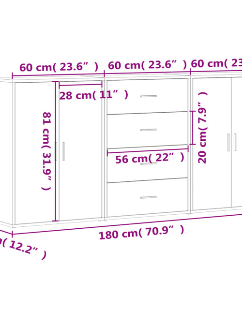 Încărcați imaginea în vizualizatorul Galerie, Dulapuri, 3 buc., gri sonoma, 60x31x84 cm, lemn prelucrat

