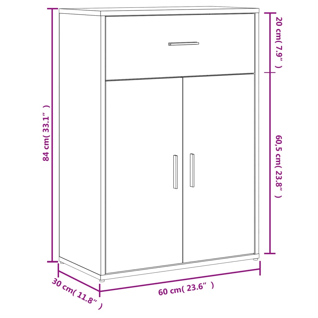 Dulapuri, 2 buc., alb, 60x30x84 cm, lemn prelucrat