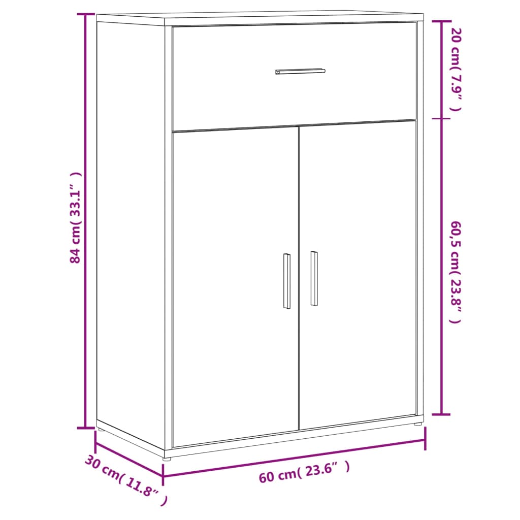 Dulapuri, 2 buc., gri sonoma, 60x30x84 cm, lemn prelucrat