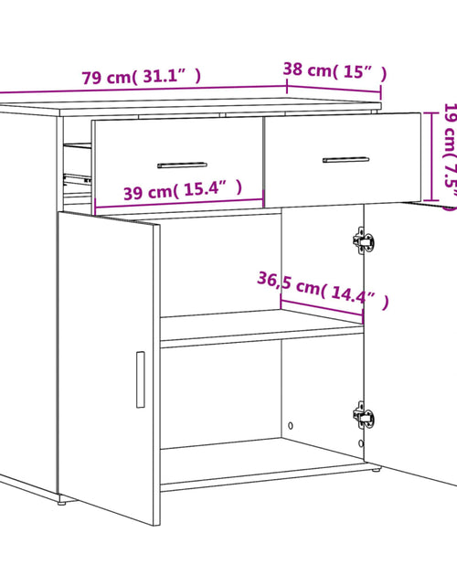 Загрузите изображение в средство просмотра галереи, Comode, 2 buc., maro, stejar fumuriu, 79x38x80cm, lemn compozit
