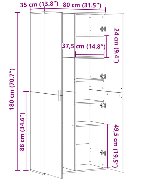 Încărcați imaginea în vizualizatorul Galerie, Dulap înalt, gri beton, 80x35x180 cm, lemn prelucrat
