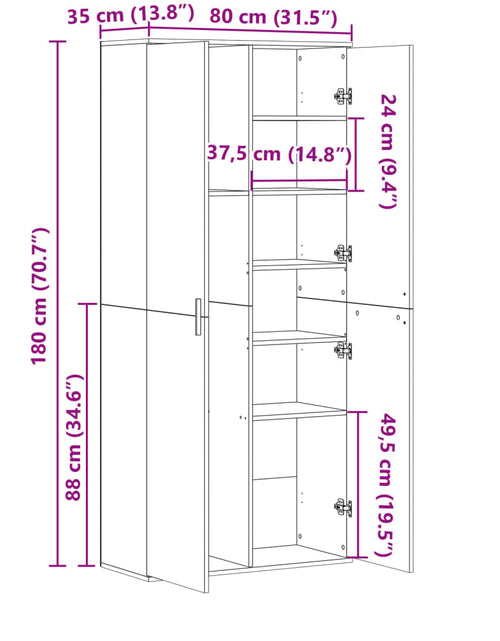 Загрузите изображение в средство просмотра галереи, Dulap înalt, stejar fumuriu, 80x35x180 cm, lemn prelucrat
