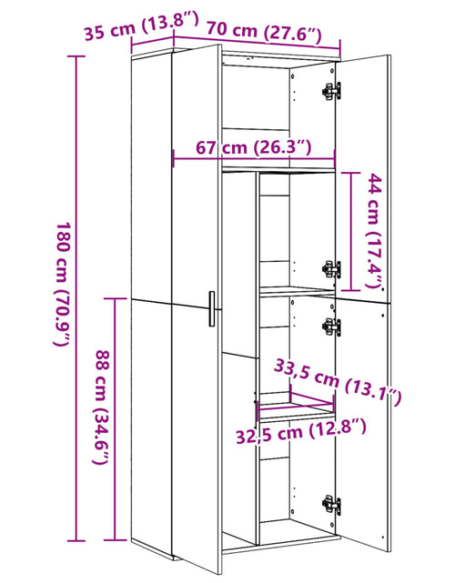 Загрузите изображение в средство просмотра галереи, Dulap înalt, gri beton, 70x35x180 cm, lemn prelucrat
