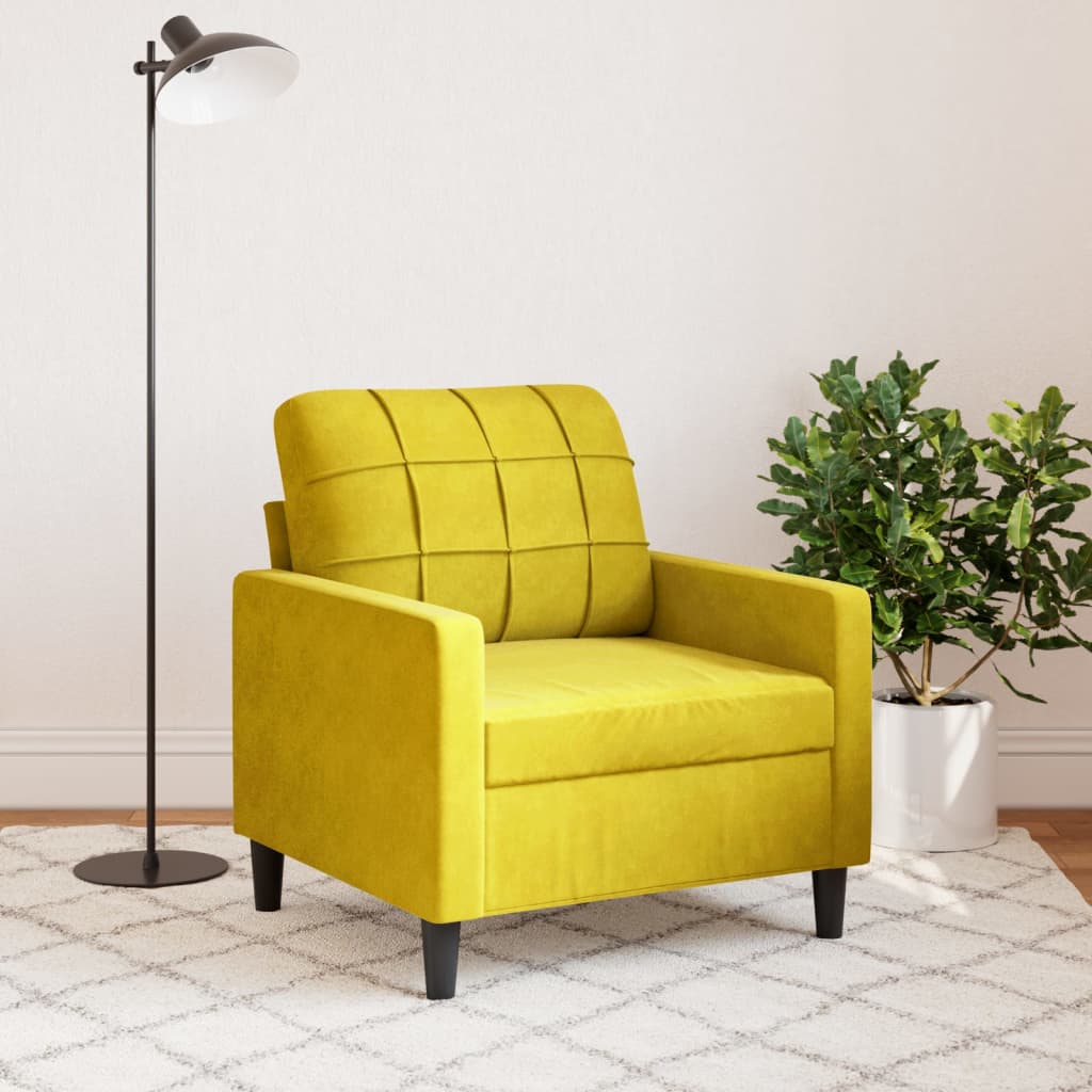 Canapea de o persoană, galben, 60 cm, catifea