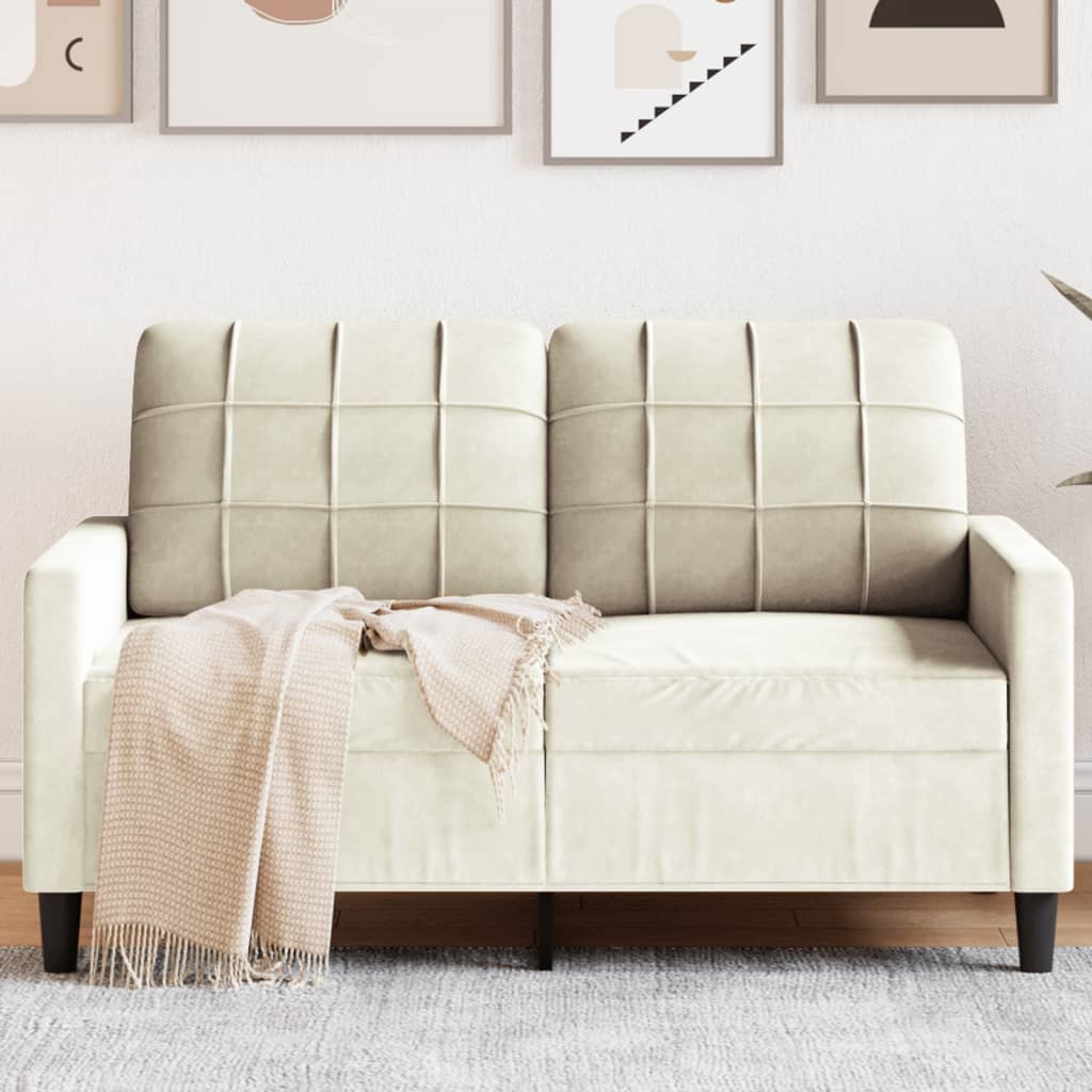 Canapea cu 2 locuri, crem, 120 cm, catifea