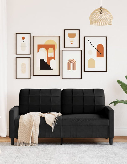 Încărcați imaginea în vizualizatorul Galerie, Canapea cu 2 locuri, negru, 140 cm, catifea
