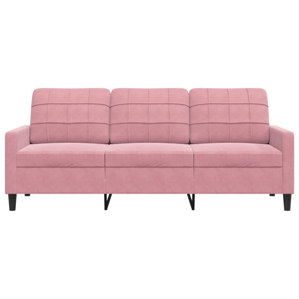 Canapea cu 3 locuri, roz, 180 cm, catifea