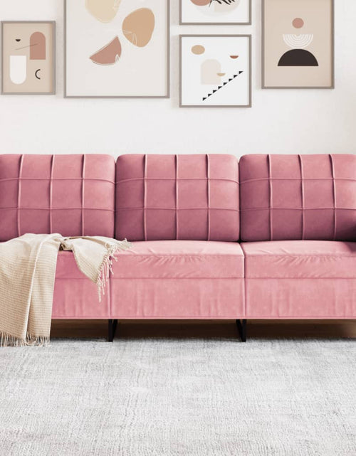 Încărcați imaginea în vizualizatorul Galerie, Canapea cu 3 locuri, roz, 180 cm, catifea
