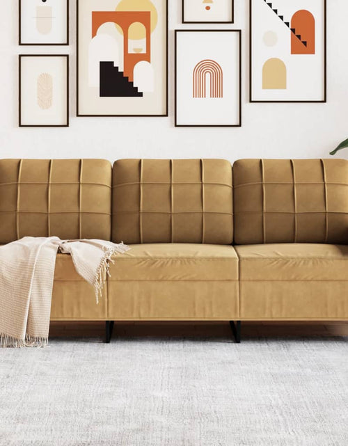 Încărcați imaginea în vizualizatorul Galerie, Canapea cu 3 locuri, Maro, 180 cm, catifea
