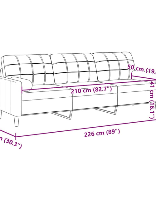 Încărcați imaginea în vizualizatorul Galerie, Canapea cu 3 locuri cu pernuțe, maro, 210 cm, textil
