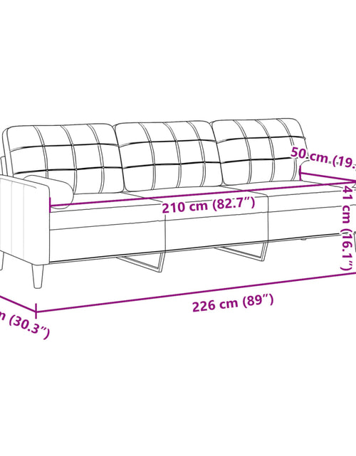 Încărcați imaginea în vizualizatorul Galerie, Canapea cu 3 locuri cu pernuțe, roșu vin, 210 cm, textil
