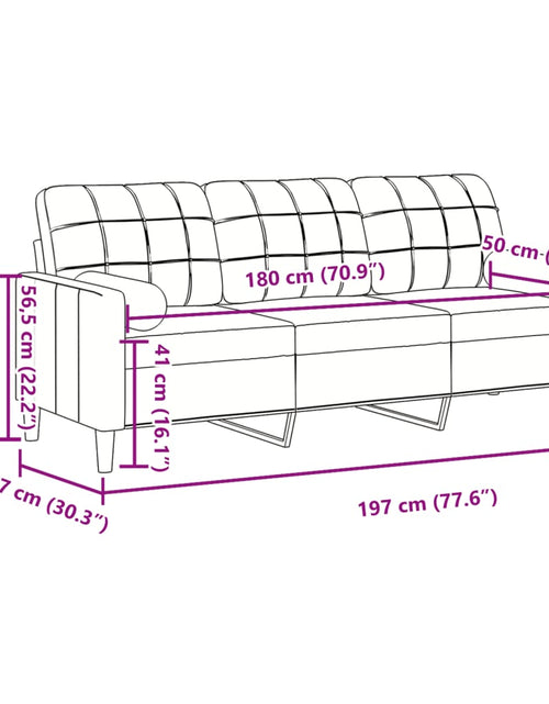 Загрузите изображение в средство просмотра галереи, Canapea cu 3 locuri cu pernuțe, roz, 180 cm, catifea
