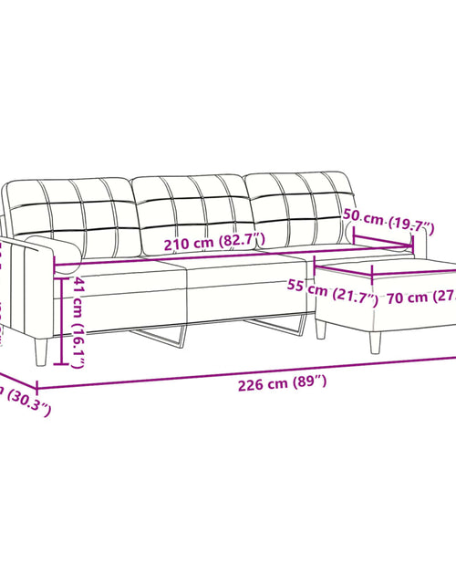 Загрузите изображение в средство просмотра галереи, Canapea cu 3 locuri și taburet, gri închis, 210 cm, catifea
