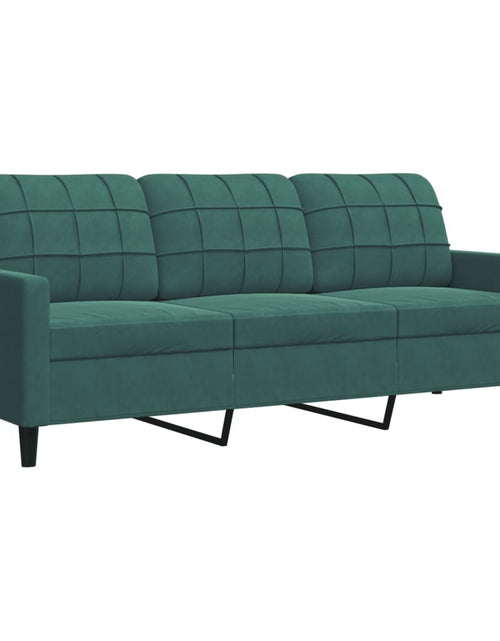 Încărcați imaginea în vizualizatorul Galerie, Set de canapele cu perne, 2 piese, verde închis, catifea
