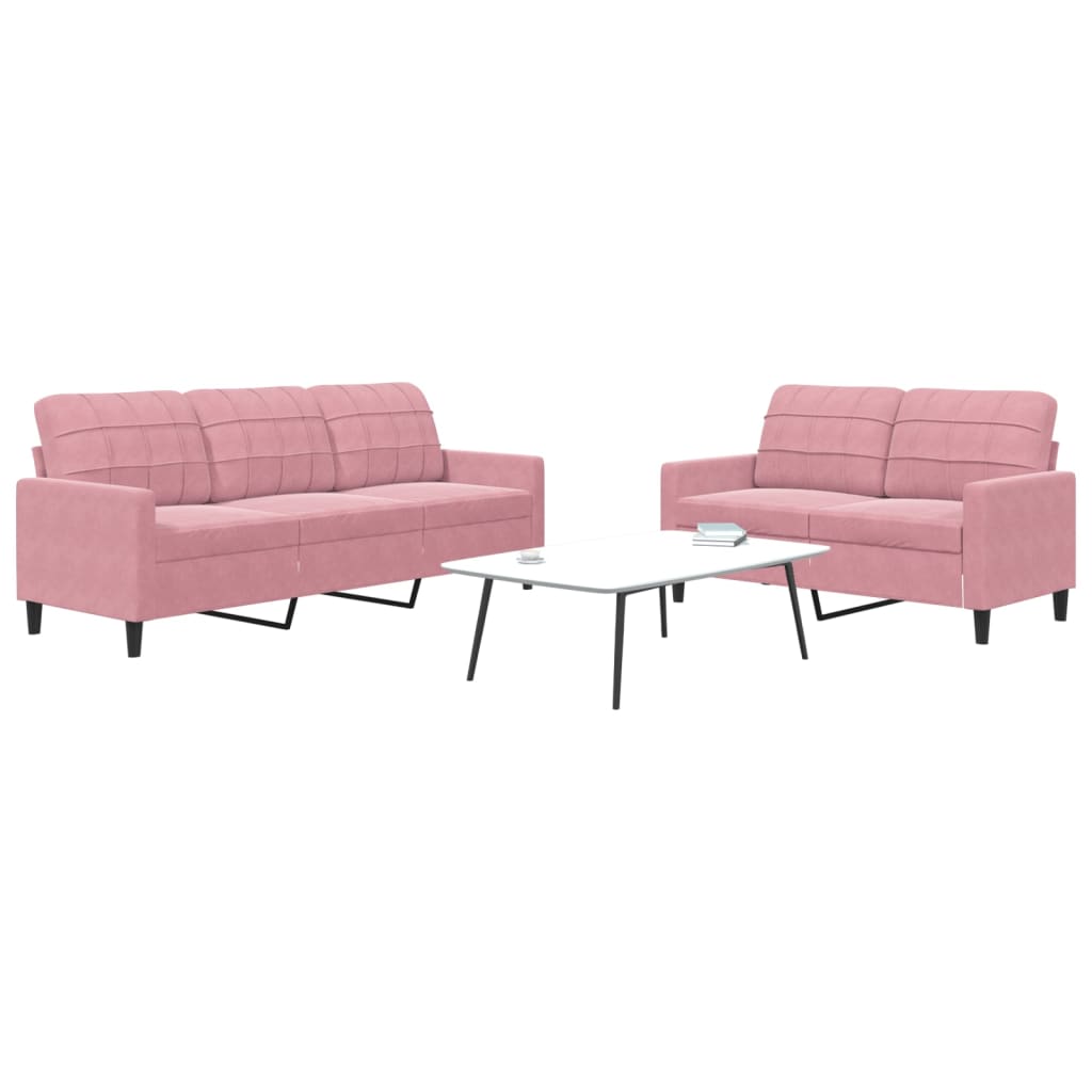 Set de canapele cu perne, 2 piese, roz, catifea