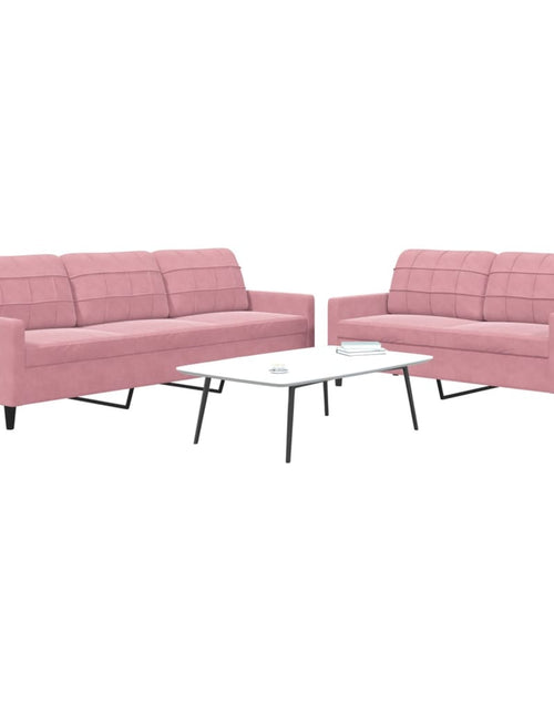 Încărcați imaginea în vizualizatorul Galerie, Set de canapele cu perne, 2 piese, roz, catifea
