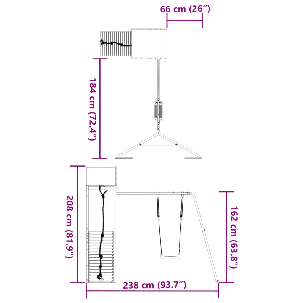 Set de joacă pentru exterior, lemn masiv de pin