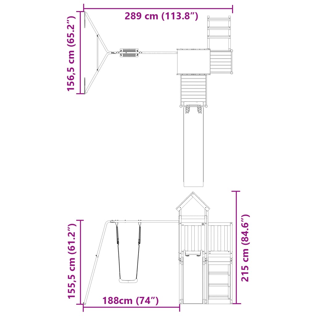 Set de joacă pentru exterior, lemn de pin impregnat