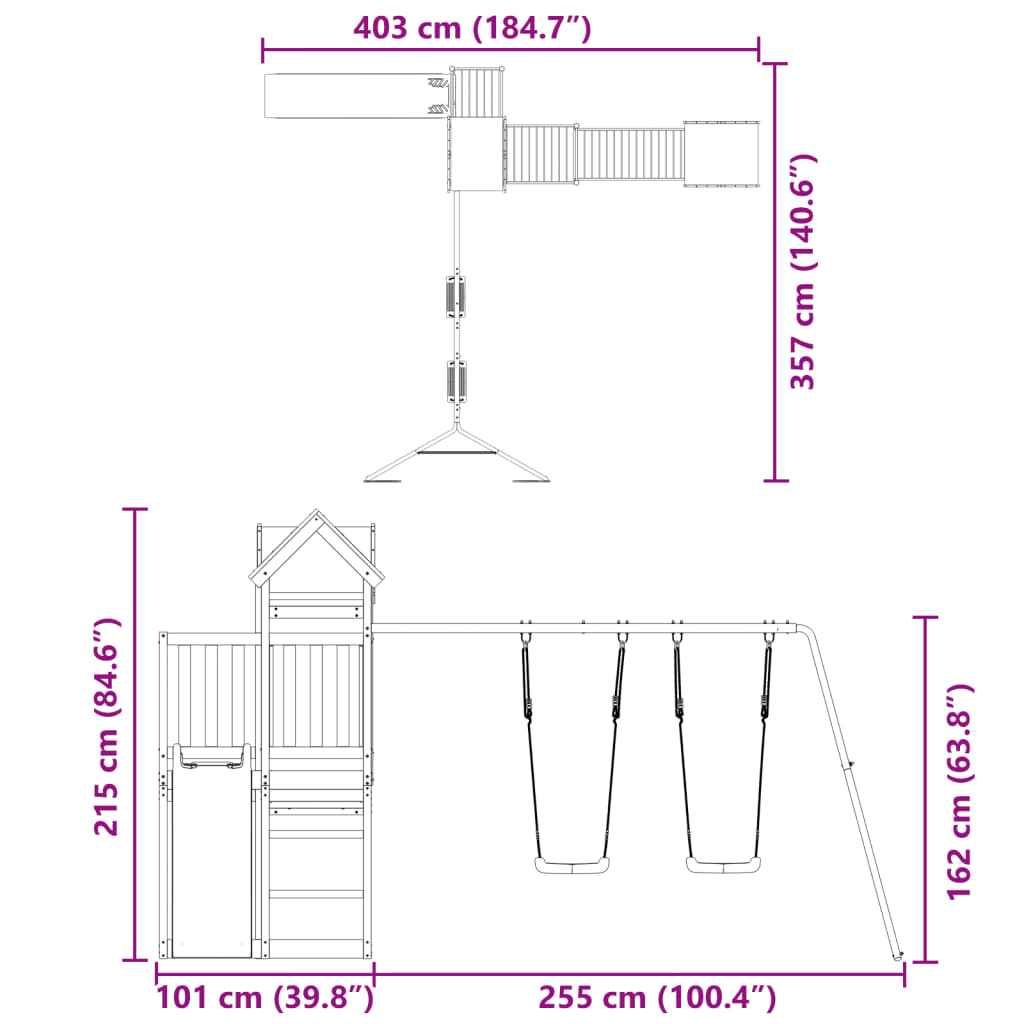 Set de joacă pentru exterior, lemn masiv de douglas