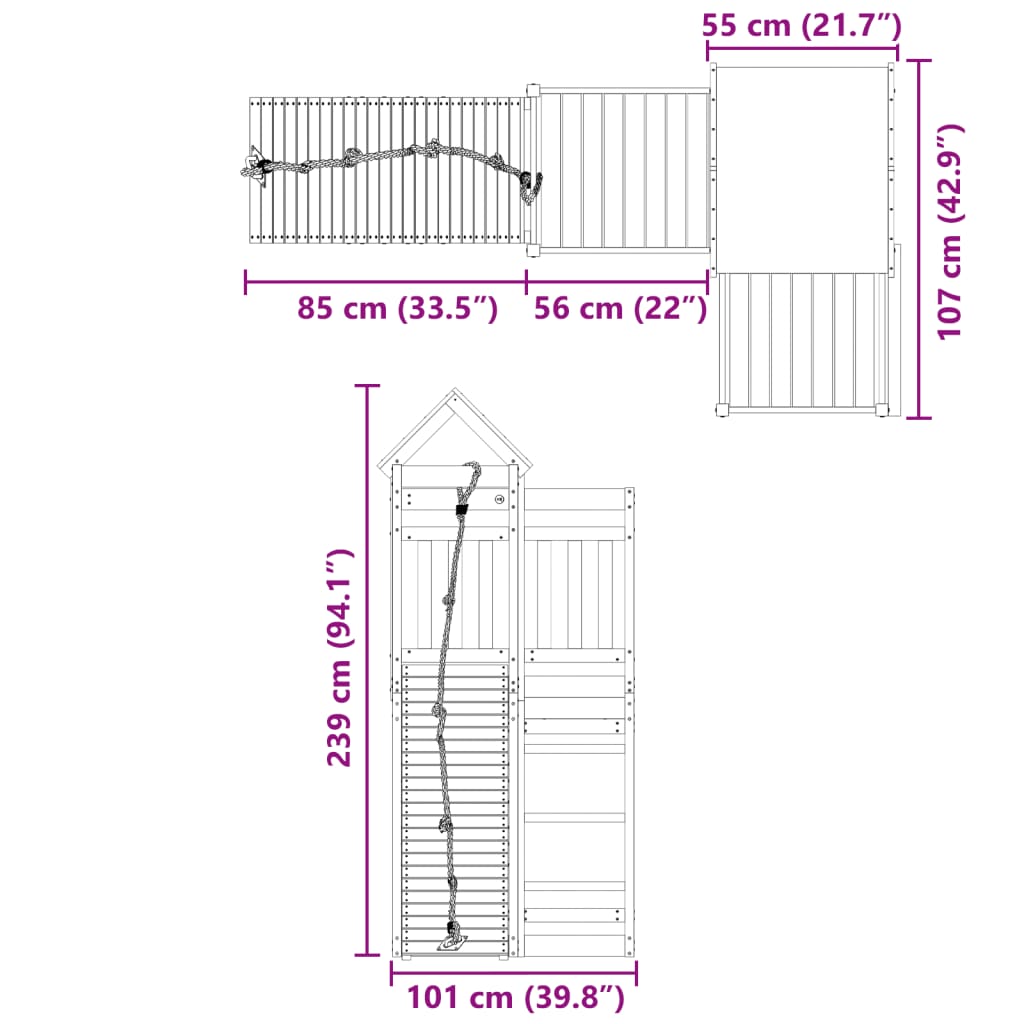 Set de joacă pentru exterior, lemn masiv de pin