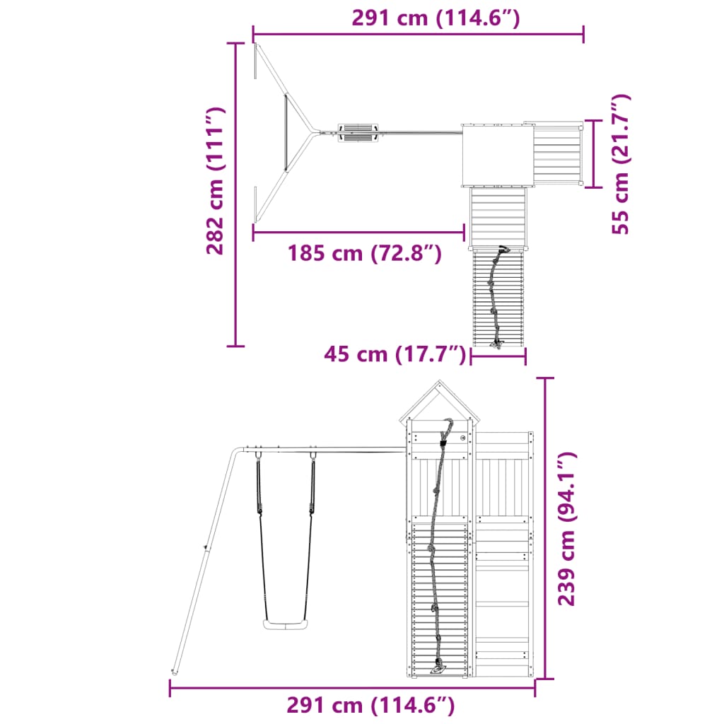 Set de joacă pentru exterior, lemn de pin impregnat