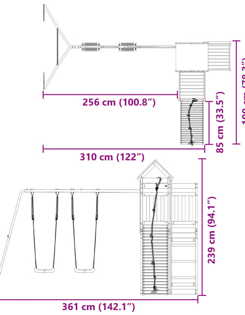 Încărcați imaginea în vizualizatorul Galerie, Set de joacă pentru exterior, lemn de pin impregnat
