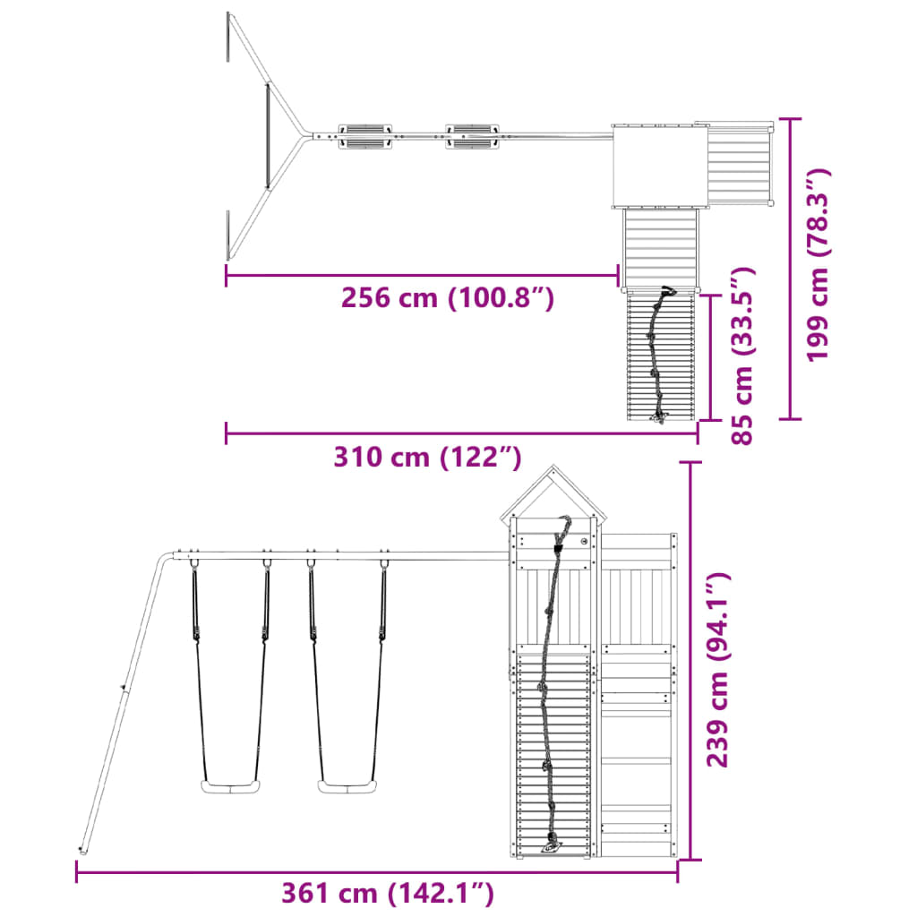 Set de joacă pentru exterior, lemn de pin impregnat