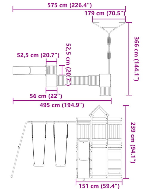 Încărcați imaginea în vizualizatorul Galerie, Set de joacă pentru exterior, lemn masiv de pin
