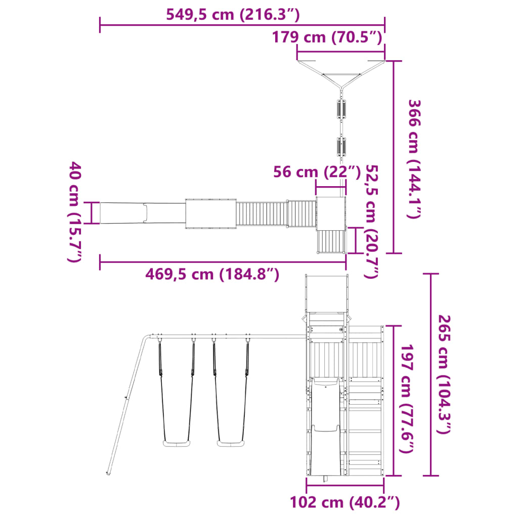 Set de joacă pentru exterior, lemn de pin impregnat