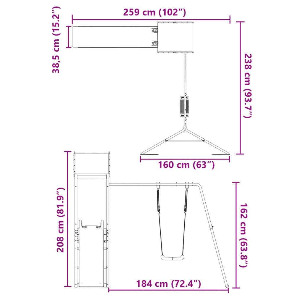 Set de joacă pentru exterior, lemn de pin impregnat