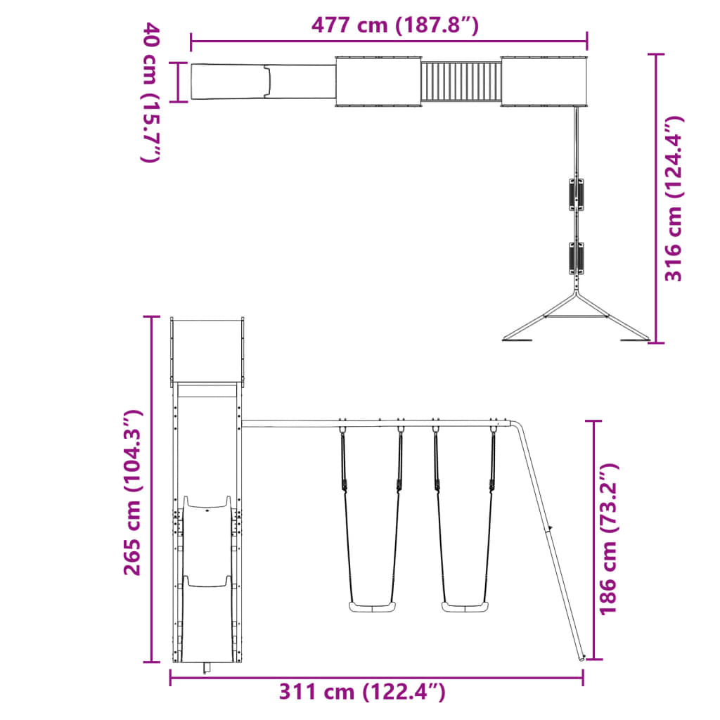 Set de joacă pentru exterior, lemn de pin impregnat