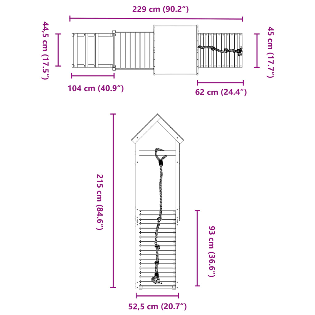 Set de joacă pentru exterior, lemn de pin impregnat