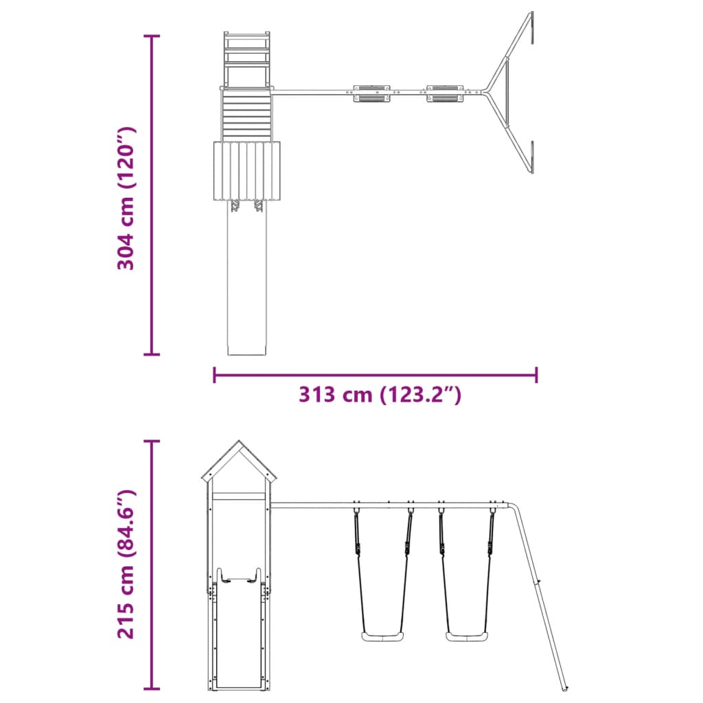 Set de joacă pentru exterior, lemn de pin impregnat