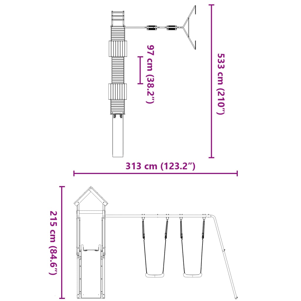 Set de joacă pentru exterior, lemn de pin impregnat